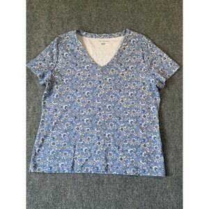Tommy Hilfiger Floral T Shirt Womens XXL Blue White‎ Print Tee